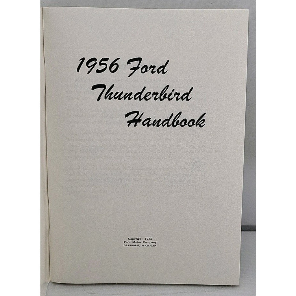 Ford Thunderbird 1956 Factory Car Handbook Manual