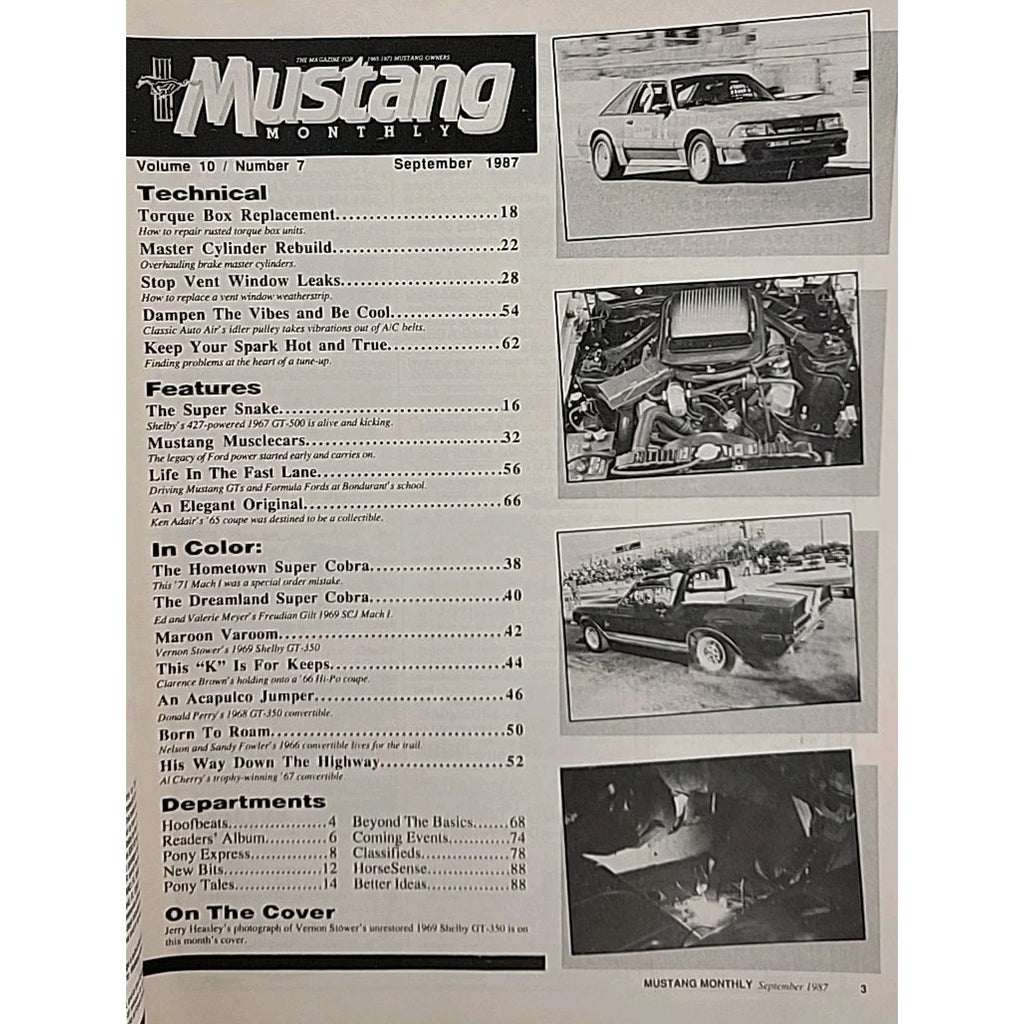 Mustang Monthly Magazine September 1987 Volume 10 Number 7