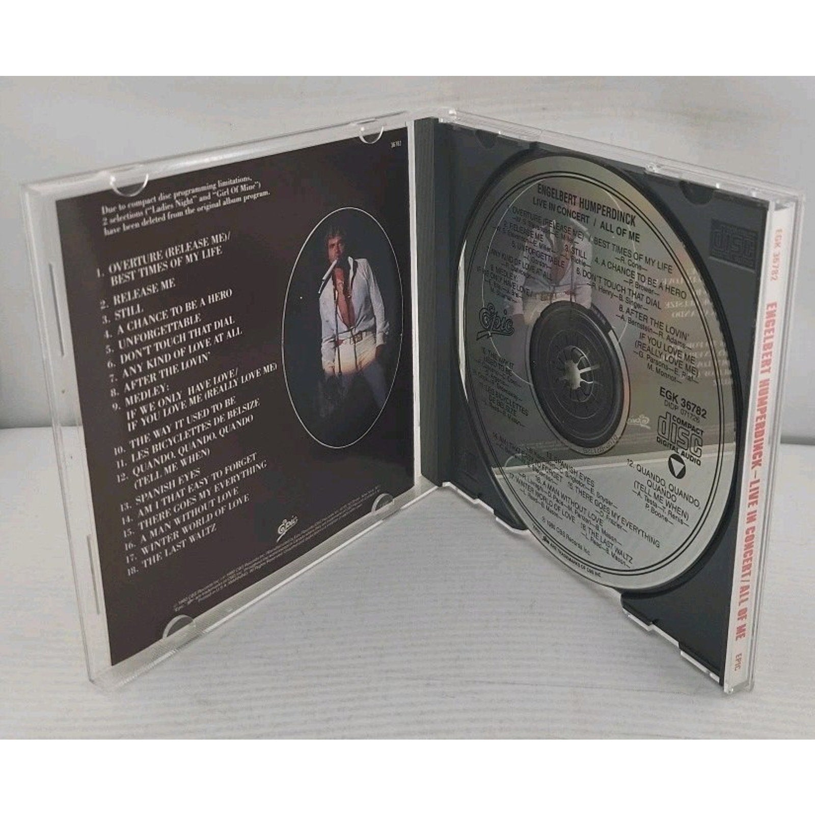 All of Me/Live in Concert by Engelbert Humperdinck (CD, 1989)