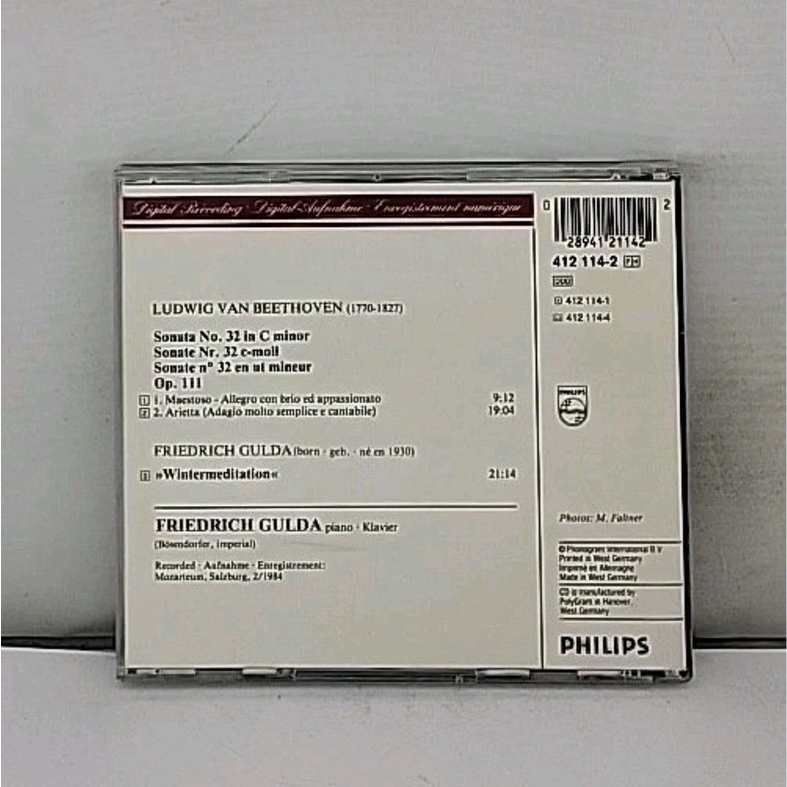 Beethoven: Piano Sonata No 32; by Gulda, Friedrich (CD, 2009)