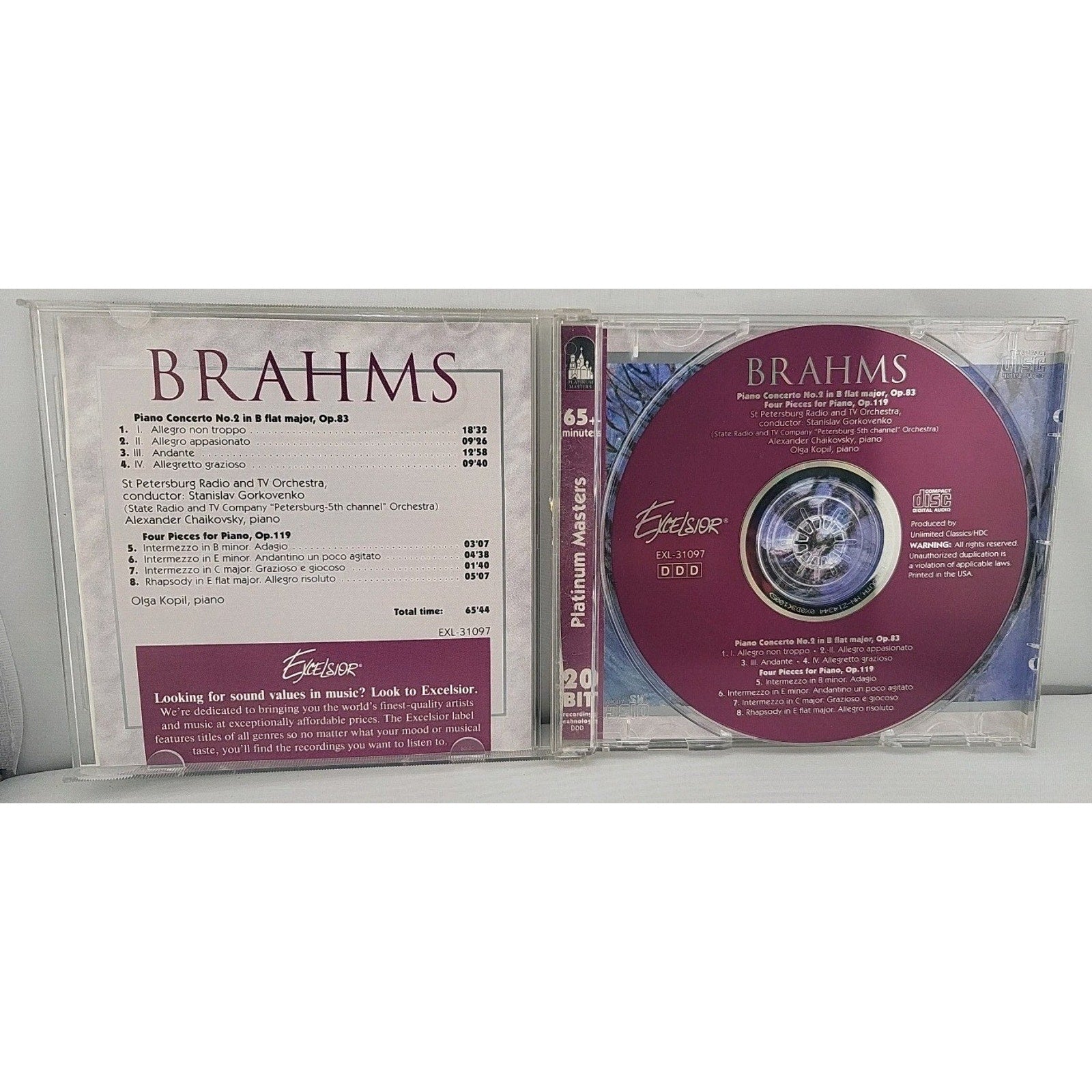 Brahms: Piano Concerto No. 2 & Four Pieces for Piano - Music CD