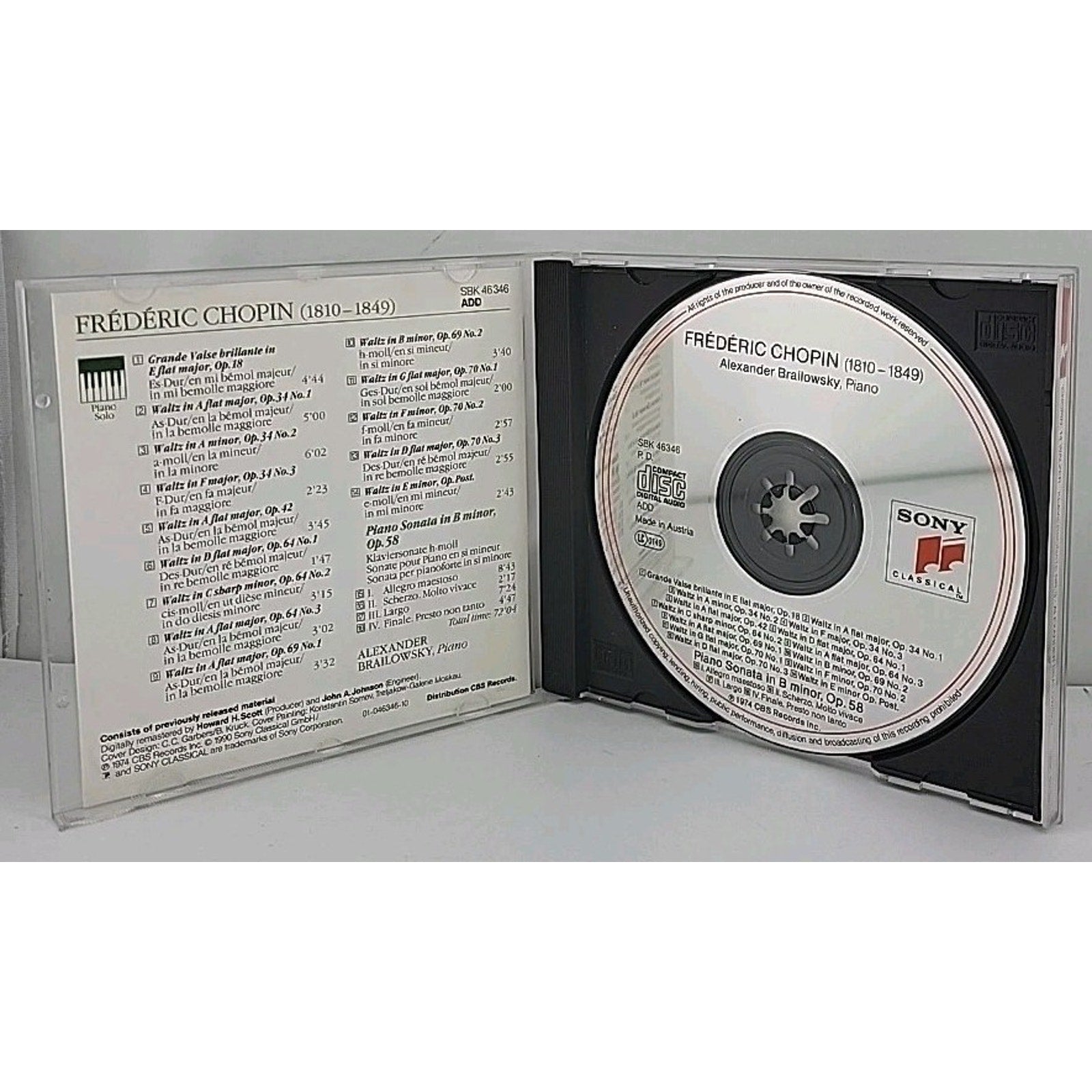 Chopin: 14 Waltzes; Piano Sonata No.3; Alexander Brailowsky (CD, 1991, Sony)