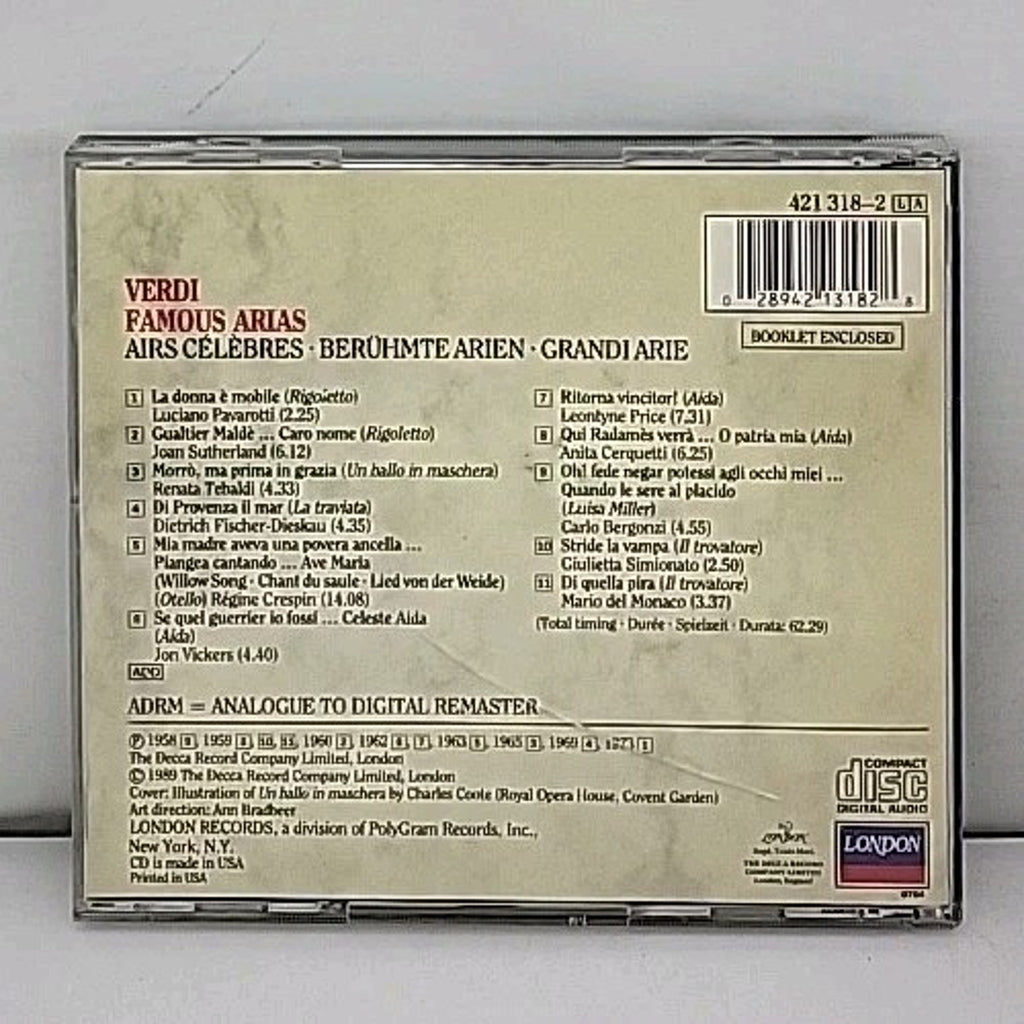 Verdi - "Famous Arias" - "Sutherland" CD London Records