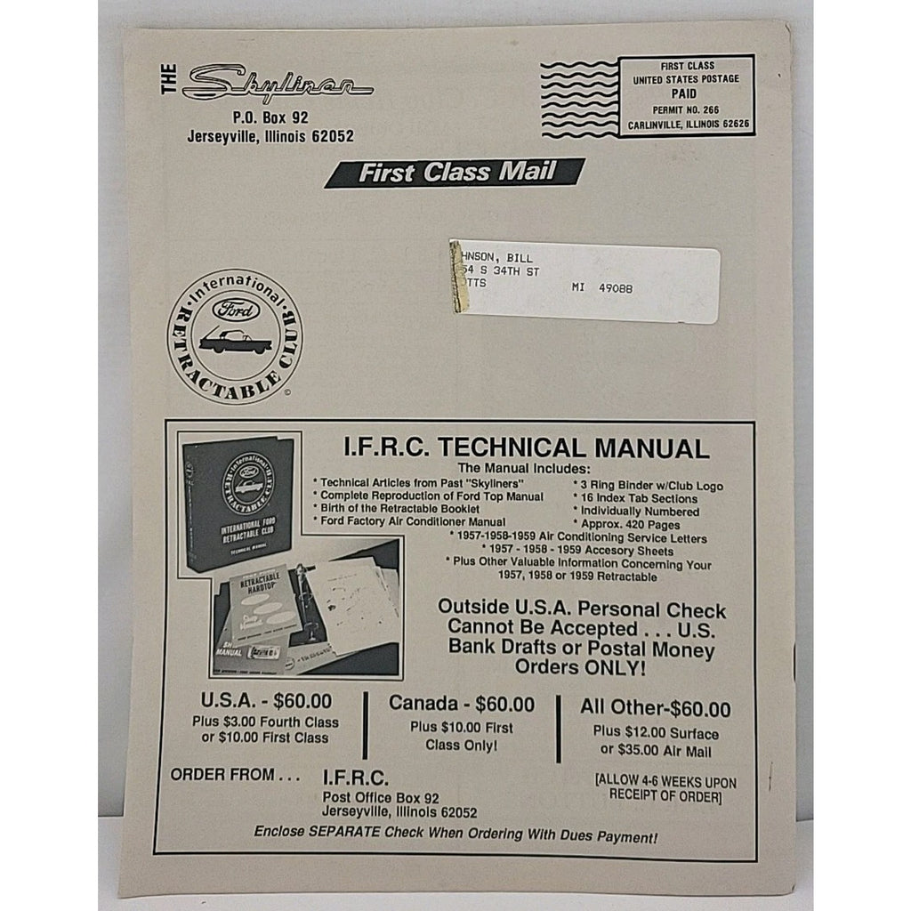 The Skyliner - International Retractable Club - October 1988 Number 99