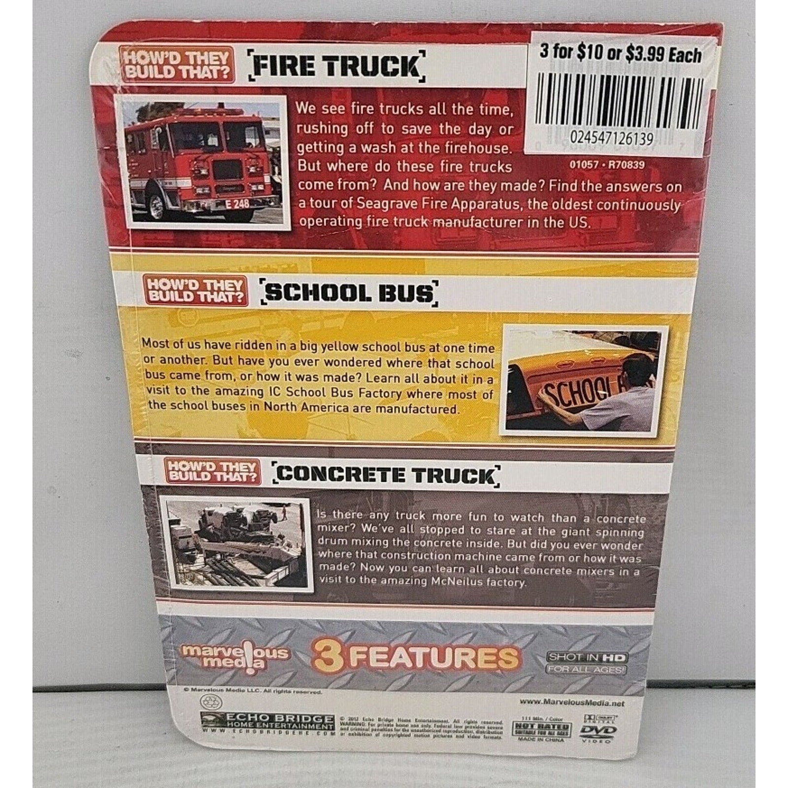 Howd They Build That: Fire Truck/School Bus/Concrete Truck (DVD, 2012) *New*