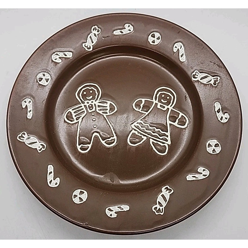 Brown Stoneware Gingerbread Cookie Plate Made in China