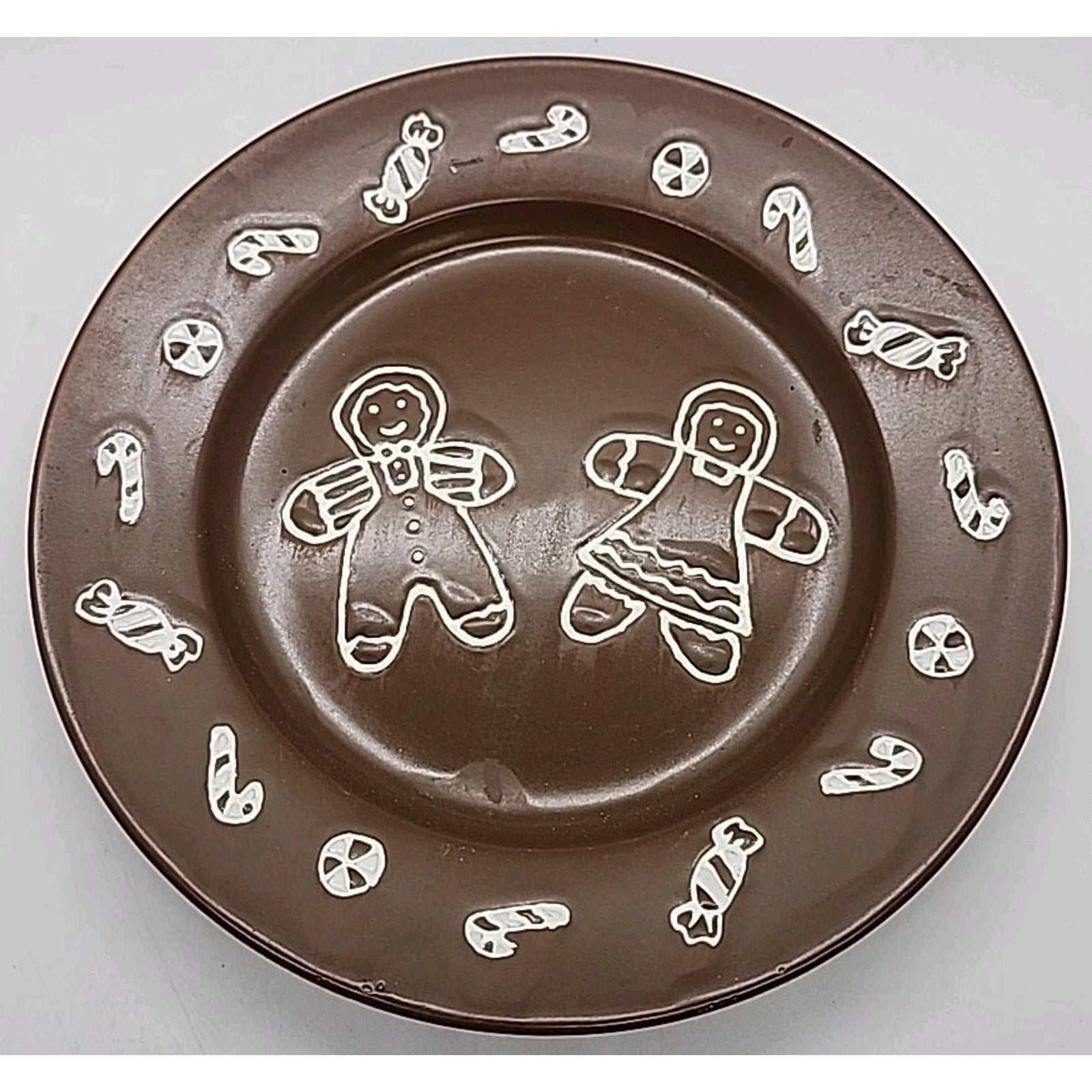 Brown Stoneware Gingerbread Cookie Plate Made in China