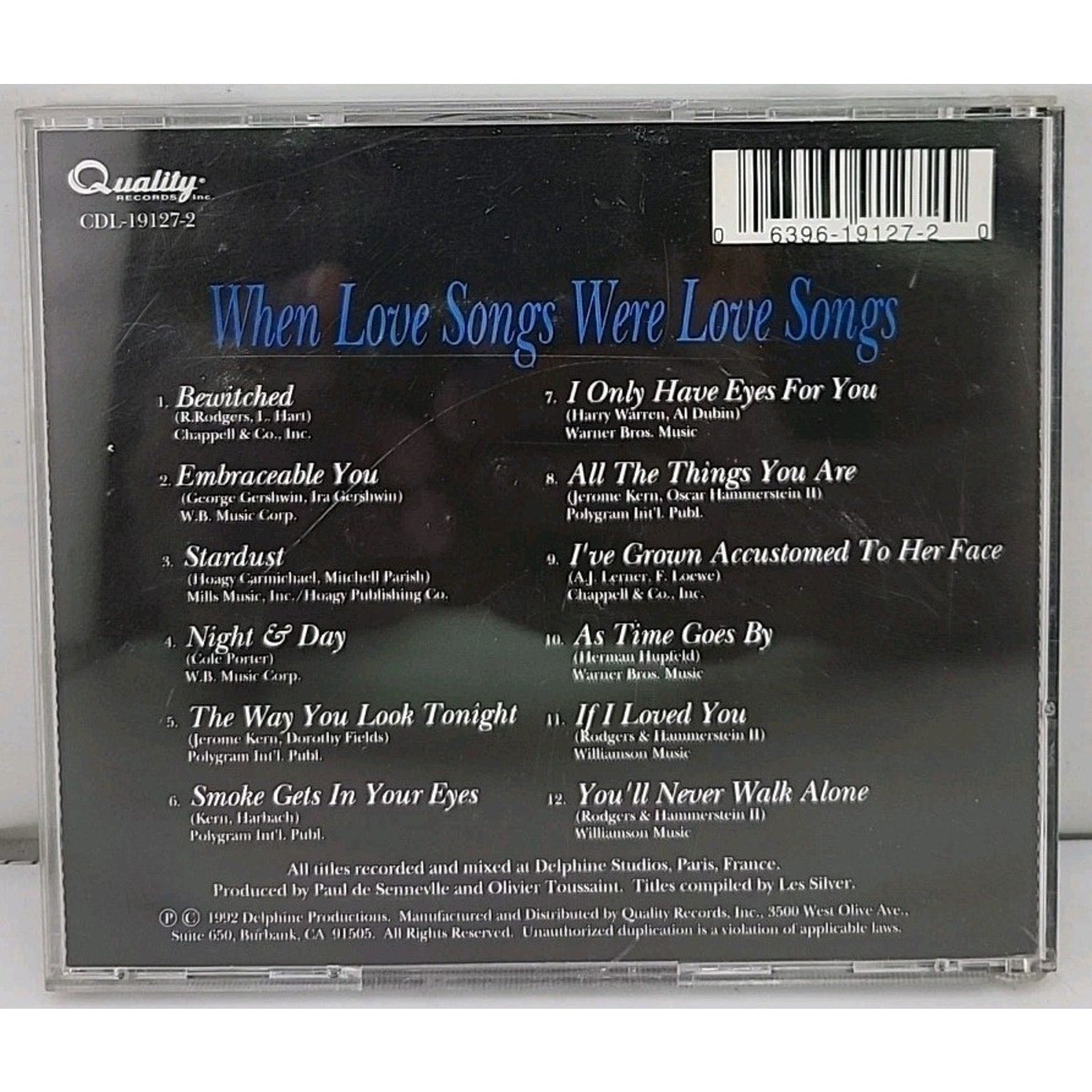 When Love Songs Were Love Songs by Richard Clayderman (CD, Sep-1992, Quality...