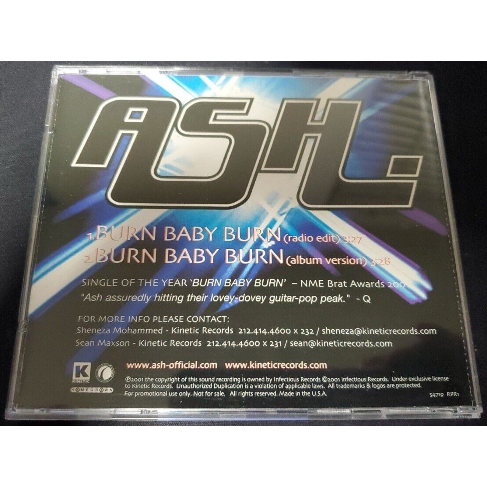 Ash ‎- Burn Baby Burn - CD Single 2001