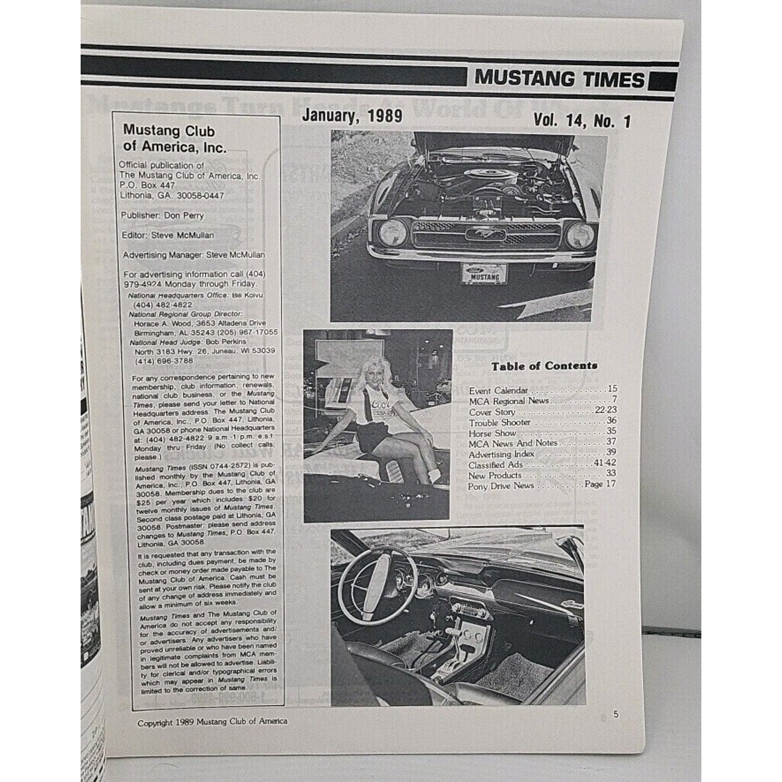 Mustang Times Volume 13 No 1 January 1989