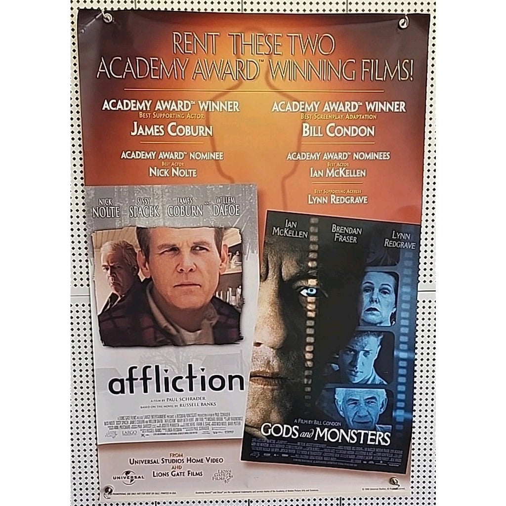 1999 SS Home Video Poster - Afflicition / Gods And Monsters ~ 27x40
