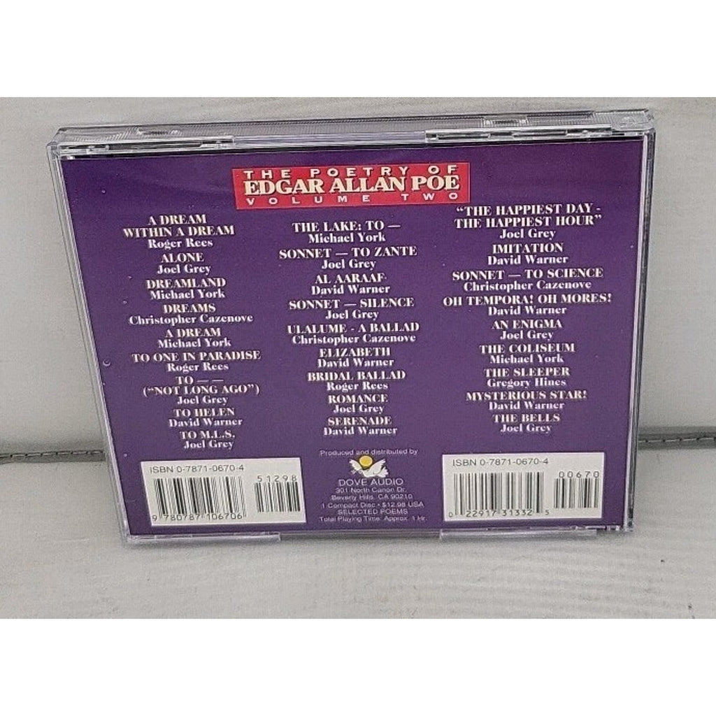 The Poetry of Edgar Allan Poe, Vol. 2 - New 27 Track CD, Read -Famous Actors